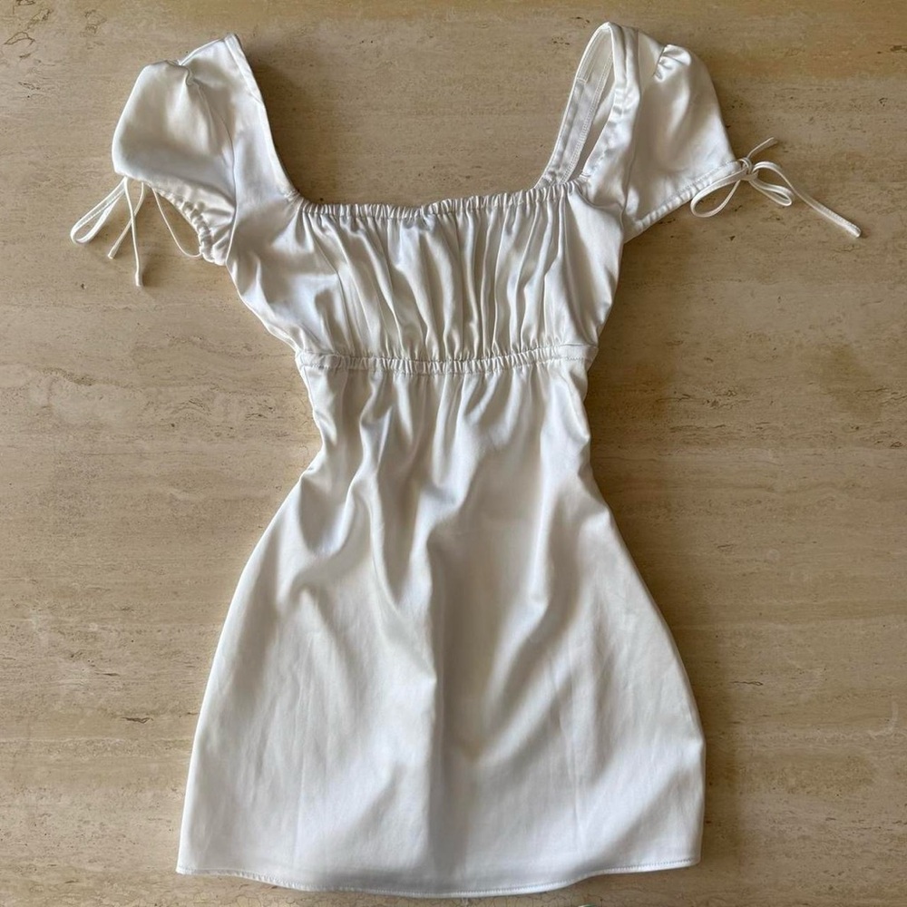 Tiger Mist Cream Ruched Dress